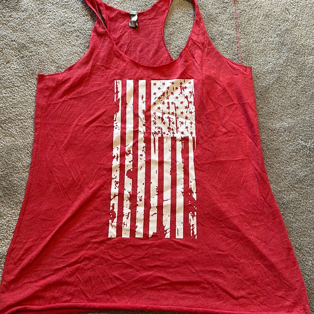 American flag red racerback tank top size large